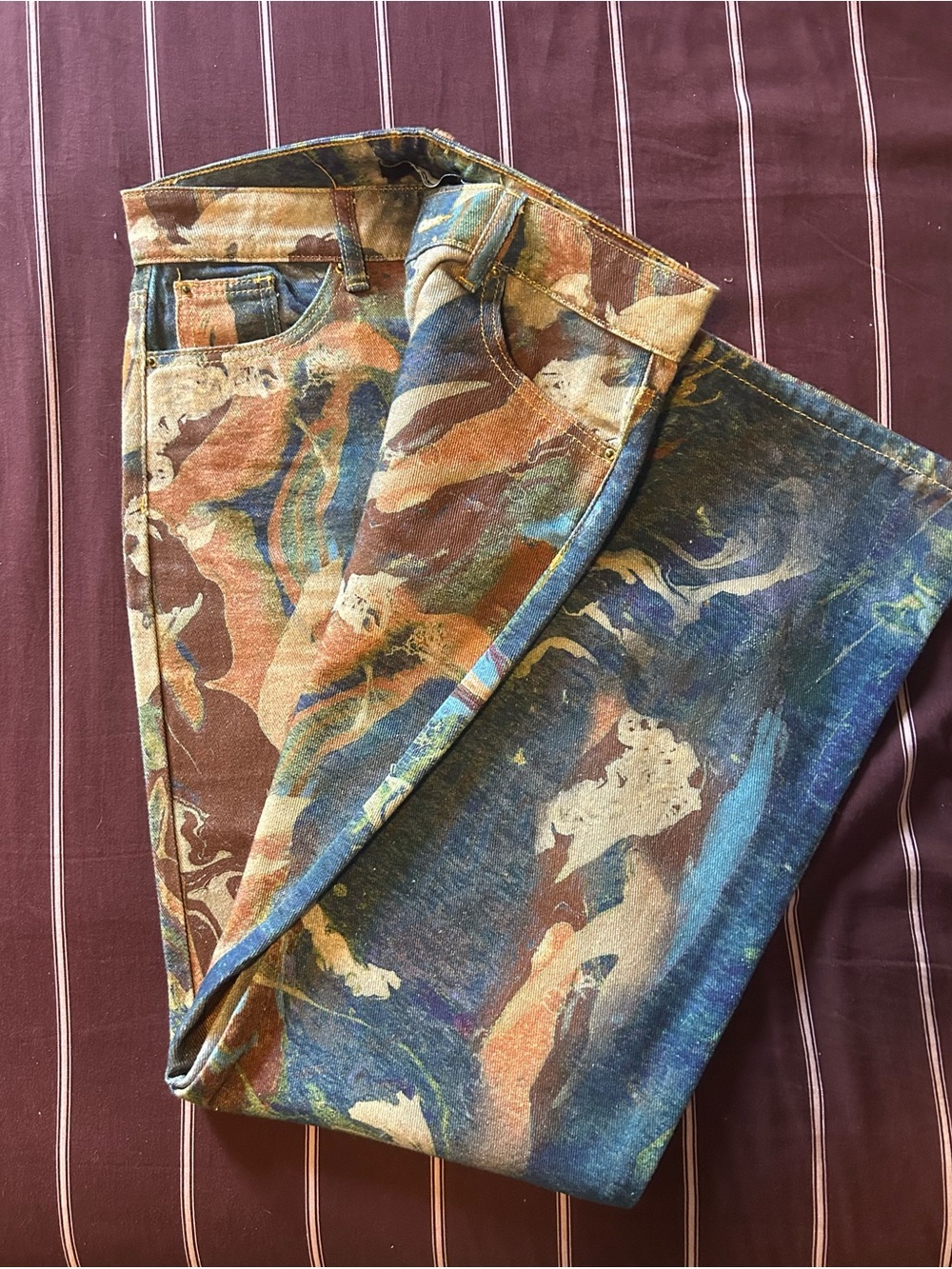 Jaded London Multicolor Marble Wide-Leg Jeans - Picture 3 of 4